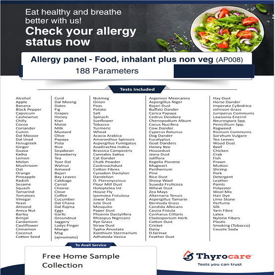 Food Allergy Panel - Food Inhalant plus Nonveg