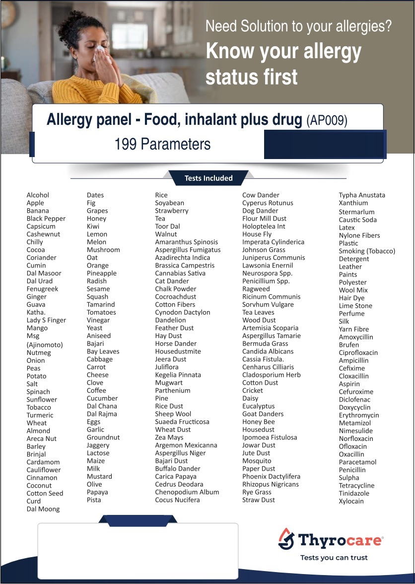 allergy panel- food, inhalant plus drug